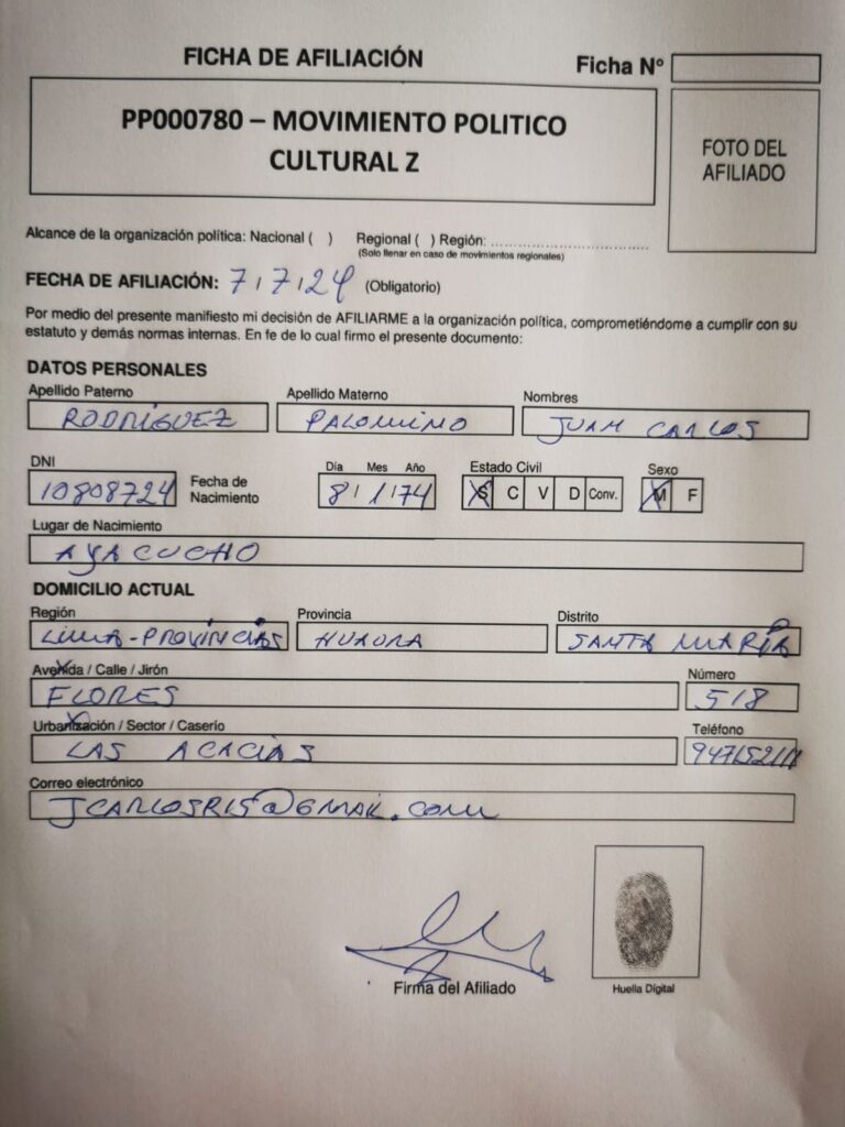Ficha de Afiliacion ejemplo